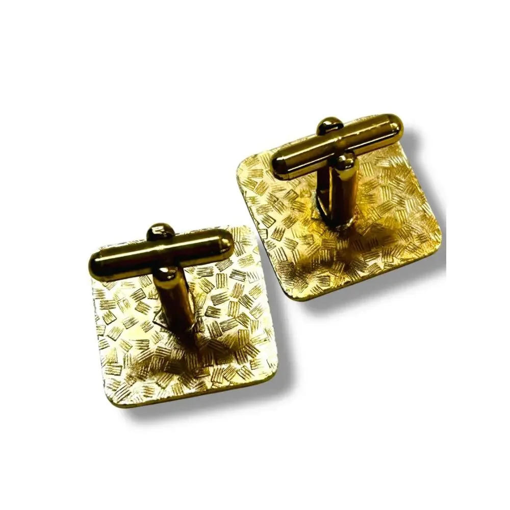 Vintage Set of Cufflinks and Tie Bar Clip Goldtone Black Enameled